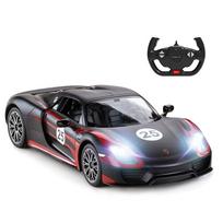Porsche RC model car, RASTAR 114 scale Porsche 918 Spyder toy car with lighting, black gray