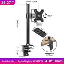 Universal Adjustable LCD Monitor Stand with Telescopic and Rotating Screen Desk Clamp black