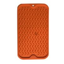 Drain Mat Silicone Multiple Usage Heat-resistant Anti-skid Easy Cleaning Leakproof Kitchen Counter Sink Bar Bottle Cup Dish Drying Mat oranžinė
