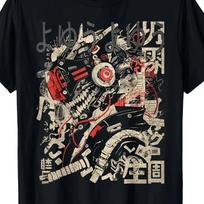 Japanese Cyberpunk Techwear T Shirt Manga Style Gear Graphic Streetwear Tee XXL gray