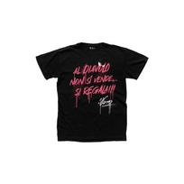 unisex Vasco Rossi Italian Graphic T-Shirt | Black with Pink Lettering, Bold Red Text & Signature Song Lyrics, Regular Fit, Short Sleeve, Crew Neck, 5XL įvairiaspalvis
