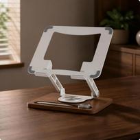 Folding Laptop Stand Rotating Computer Riser Stable for Office Workers, Students Sandstone Gray_Rotating gray