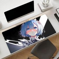 Cute R-Re Zero Rem Mouse Pad  Non-slip Locking Edge DeskMat PC Laptop Accessories Rubber Office Keyboard Large Game XXL carpet 30cmx60cm gray