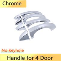 For Skoda Karoq NU7 2017~ Tuning Accessories Car Door Handle Cover Creativity Stickers Gloss Black Carbon Fiber Chrome Chrome  NO Keyhole white