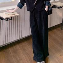 Elegant French Retro Two-Piece Set: Wide-Leg Pants and Faux Top for Spring/Autumn 2026 L 58-63 kg black