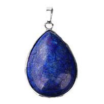 Elegant Water Drop/Rectangular/Heart Shaped Lapis Lazuli Crystal Pendant Handmade Necklace Earrings Accessories blue