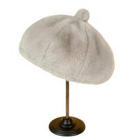 Flush Furry Painter Beret Hat Solid Color Fluffy Plush Beret New Winter Cap  Women Girl grey beige
