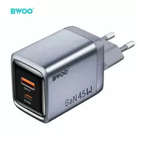 BWOO BO-CDA240 travel charger | 45W | PD, QC, GaN, PPS | USB-A, USB-C | gray