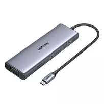 UGREEN CM498 15600 USB-C adapter - 3x USB-A 3.0 | HDMI | VGA | RJ45 | SD | TF card reader | USB-C PD - gray