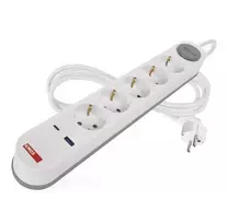EMOS Extension cord 3 m / 5 sockets / switch / white-grey / 1×USB-A + 1×USB-C / 1.5 mm2