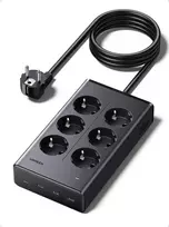 UGREEN Extension cord 1.3m 6 sockets with USB charger (3x USB-A max 15W, 1x USB-C max 20W) black S622