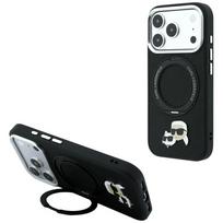 Karl Lagerfeld Case with 360 Ring Stand Karl  AND  Choupette Heads Pin MagSafe for iPhone 18 Pro Max / 17 Pro Max black