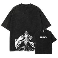 Bleach Ichigo Kurosaki Renji Zaraki Kenpachi Manga Graphic T-shirt Vintage Washed Dark Anime Unisex Cotton Short Sleeve Tee Tops S
