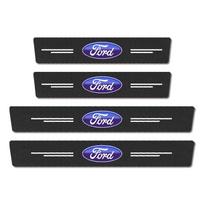 Anglies pluošto automobilio durų slenksčio ir bagažinės apsauginė plokštelė Ford Focus Mustang Ranger Kuga Mondeo automobiliams, auto tiuningo stiliaus aksesuaras black