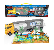 WOOPIE Dinozaurų transporterio rinkinys 2‑in‑1 su tralu, dinozaurais ir automobiliais