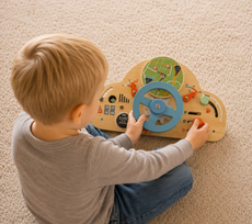 Tooky Toy medinis automobilio valdymo pultas su vairu, interaktyvi edukacinė lenta