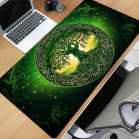 Mystical Green World Tree Celtic Knot Large Gaming Mouse Pad Non Slip Rubber Desk Mat For Pc Laptop Office Home Gaming Setup 800x300x2mm white
