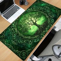 Mystical Green World Tree Celtic Knot Large Gaming Mouse Pad Non Slip Rubber Desk Mat For Pc Laptop Office Home Gaming Setup 900x400x3mm