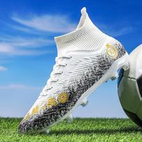 33-46 UNISEX Futbolo batai Suvarstomi aukštai elastingi kojinės, burnos treniruotės Dirbtinis kapitonas Lauko sporto treniruotės Vaikų futbolo bateliai 40 balta