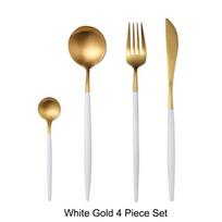 Matte Gold 18/10 Nerūdijančio plieno prabangūs stalo įrankiai indai stalo reikmenys peilis šaukštas šakutė lazdelės stalo įrankių rinkinys galima plauti indaplovėje balto aukso spalvos