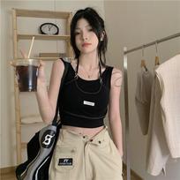 Women Black Tank Tops Vest Backless Sling Vest Fashion Daily Inner Tops Club Party Wear Square Neck T-shirts For Lady Sexy Crop Vest XL beige