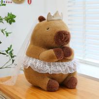 Wedding Gentleman Capybara Doll Cute Hugging Flower Kapibara Plush Toy Pillow Gift 38cm 0.55kg brown
