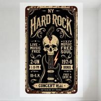 Vintažinis NY Hard Rock Koncerto Metalinis Skardinis Ženklas, Kaukolės Plunksnos Gitara Žaibo Dekoracija, Gyva Muzika Laisva Siela 09-9Vak. 197-8 BRONX6 20x30cm（7.8x11.8inch） beige