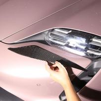 Skirta Porsche Taycan -2022 Minkšto anglies pluošto automobilio priekiniai žibintai dekoro lempa Antakių apdaila Lipdukai Eksterjeras Automobilis Carbon Fiber gray
