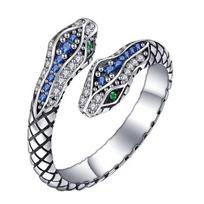 Adjustable Snake Ring Women Men Vintage Punk Hip Hop Open Finger Sterling Geometric Animal Style Adjustable Open Band gray