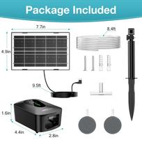 4.5W Solar Oxygen Pump, Efficient Solar Pond Aerator with Large 2200mAh Battery&3 Working Modes Suitable for Fish Tank Aquarium black