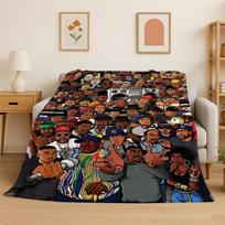 Rapper Eminem Tupac 12pac Hip Hop Rap God Flannel Blanket Soft Warm Throw Blanket for Bedroom Living Room Bed Travel Picnic Size: 75*100cm, Weight: 230 GSM black