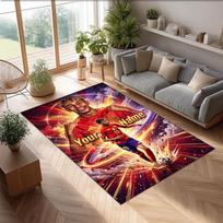 Lamine Yamal Printed Crystal Velvet Rug Non‑Slip Crystal Velvet Carpet For Sofa Bedroom Indoor Home Decoration 80cmx120cm gray