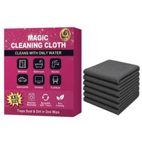 Absorbent Microfiber Wipe Cloth 6 Pack, 40 x 30 cm Machine Washable Cleaning Towels for Window Glass Bathroom Counter Car and Screen Cleaning 1 black
