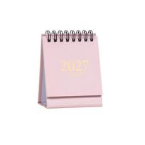 Mini Desk Calendar Jan 2027 to June 2028, English Monthly Flip Pages, Double-Wire Standing Calendar Planner for Office Desk Study Table rožinė