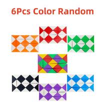 6Pcs Children'S Puzzle Transformation Magic Snake Folding Cube Twist Toy 24 Section Versatile Magic Ruler Stress Relieving Toy red