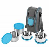 Stainless Steel Leakproof Lunch Box Set With Insulated Bag For Office School Travel Use – Compact Easy-To-Carry Tiffin With Multiple Sizes gray