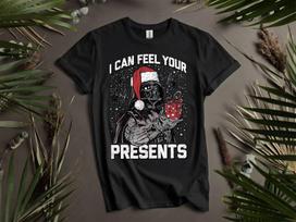 Santa Darth Vader I Can Feel Your T-shirt T shirt Men Women Unisex Tshirt K726 XL black