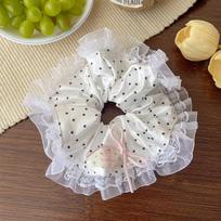 Korean Lace Trim Bow Scrunchie: Sweet, Lazy Style Hair Accessory white