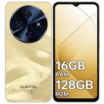 OUKITEL C5 Telefonas atrakintas, 16(4+12) GB RAM + 128GB / TF 1 TB ROM mobilusis telefonas, 6,52 colio lašo formos ekranas, 5000 mAh baterija, Android telefonai auksas
