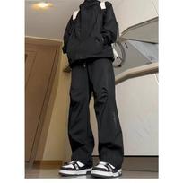 Vintage High Street Overalls Men's Straight Wide-leg Slacks New Fashion Trend 4XL juoda