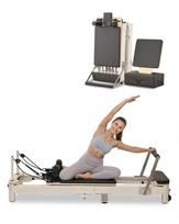 VEVOR Foldable Pilates Reformer Machine, Reformer Set with Sitting Box, Pilates Bed with Dual Resistance- Spring & Cord 221.5 x 70 x 83 cm