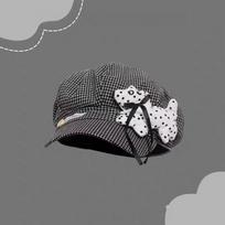 Cute Puppy Beret Hat Plaid Newsboy Hat Fashion Octagonal Cap  For Girls juoda