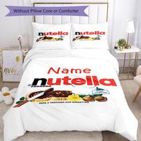 3pcs Custom Name Nutella Bedding Set Duvet Cover Closure Includes 1 Duvet Cover & 2 Pillowcases, Soft and Comfortable for All Seasons. 140cmx200cm