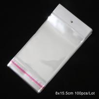 100 vnt. skaidrus lipnus sandariklis plastikinis laikymo maišelis OPP pakuotės maišelis su pakabinamų skylių mažmeninės pakuotės maišeliu 09 8x15.5cm white