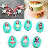 6 Style Girls Princess Silicone Fondant Cake Molds Baby Party Cake Decorating Tools Gumpaste Chocola C blue