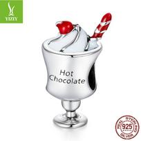 Food Dessert Afternoon Tea Chocolate Beads Collection Map, Summer Drink Sa925 Silver Beads white