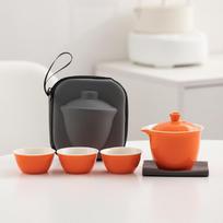 Portable Travel Kung Fu Tea Set Coarse Amoy Road Treasure Small Set Outdoor Business One Pot Three Cups black