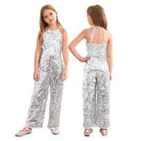 Vaikų mergaičių žaižaruojantis kombinezonas Romper Prom Full Sequins Bodysuit Playsuit Kalėdų vakarėlio apranga 13-14 Years