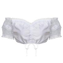 Moterų Bavarijos Oktoberfest kostiumas Moteriškas tradicinis Dirndl marškinukas Alaus sodo trumpas viršus Bavarijos Oktoberfestui XL white