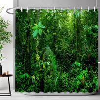 Lauko vaizdingas dušo užuolaida krioklio kraštovaizdis gamtos kraštovaizdis tropinis miškas poliesterio audinio dušo užuolaida vonios dekoras 90x180cm-35x70in green